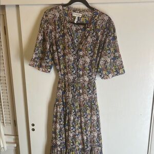 Anthropologie Apiece Apart Multicolor Floral Midi Dress SZ L
